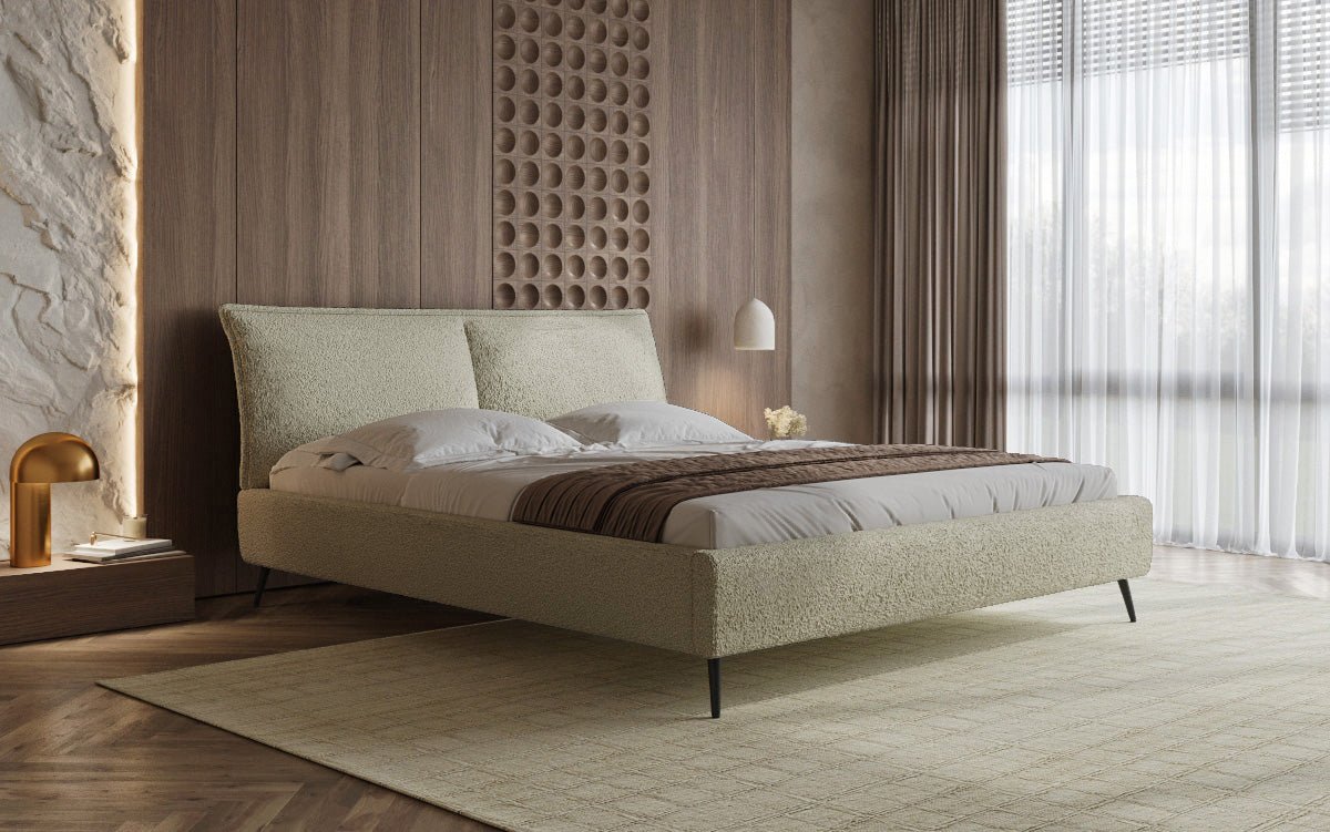 Zoe Bouclé Designer Polsterbett mit Stauraum und luxuriösem Samtbezug