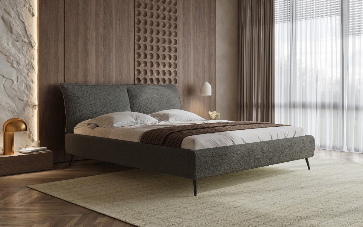 Zoe Bouclé Designer Polsterbett mit Stauraum und luxuriösem Samtbezug