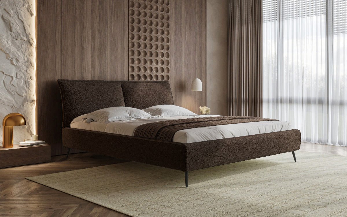 Zoe Bouclé Designer Polsterbett mit Stauraum und luxuriösem Samtbezug