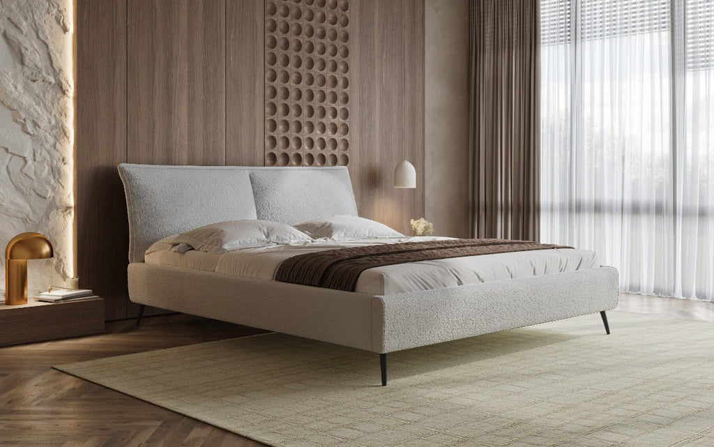 Zoe Bouclé Designer Polsterbett mit Stauraum und luxuriösem Samtbezug