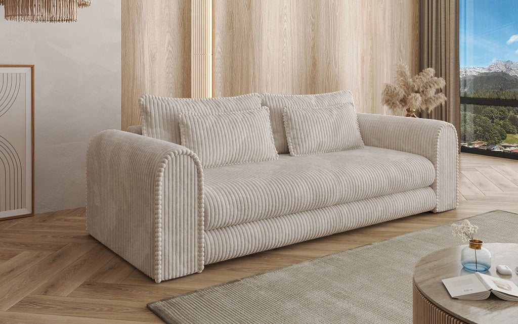 Luxuriöses Cord-Schlafsofa Lil Buddy: 3-Sitzer mit Bettfunktion & Stauraum