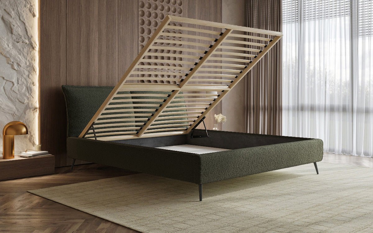 Luxuriöses Designer Polsterbett Zoe Bouclé mit Stauraum für Ihr Schlafzimmer
