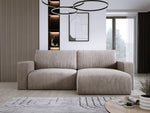 Lade das Bild in den Galerie-Viewer, Modernes L-Form Cord Ecksofa Carl mit Schlaffunktion und integriertem Bettkasten
