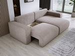 Lade das Bild in den Galerie-Viewer, Modernes L-Form Cord Ecksofa Carl mit Schlaffunktion und integriertem Bettkasten

