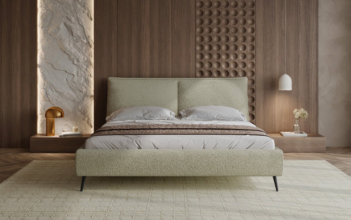 Luxuriöses Designer Polsterbett Zoe Bouclé mit Stauraum für Ihr Schlafzimmer