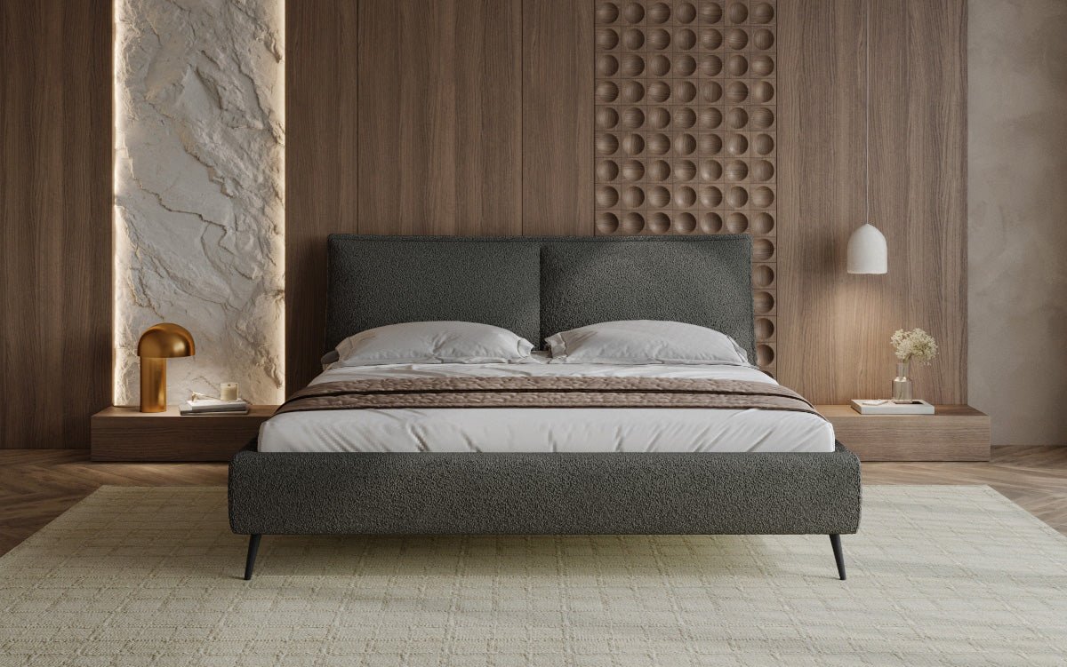 Zoe Bouclé Designer Polsterbett mit Stauraum und luxuriösem Samtbezug