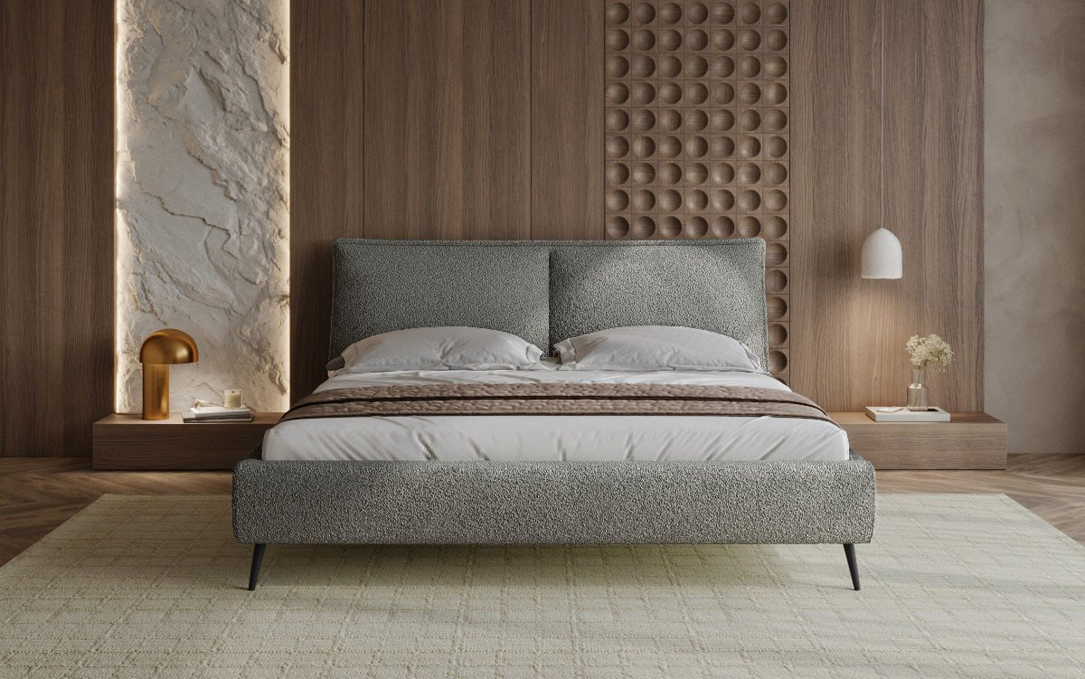 Zoe Bouclé Designer Polsterbett mit Stauraum und luxuriösem Samtbezug