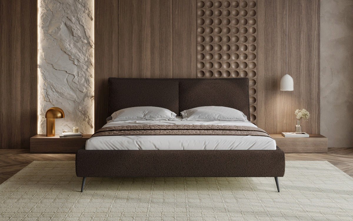 Zoe Bouclé Designer Polsterbett mit Stauraum und luxuriösem Samtbezug