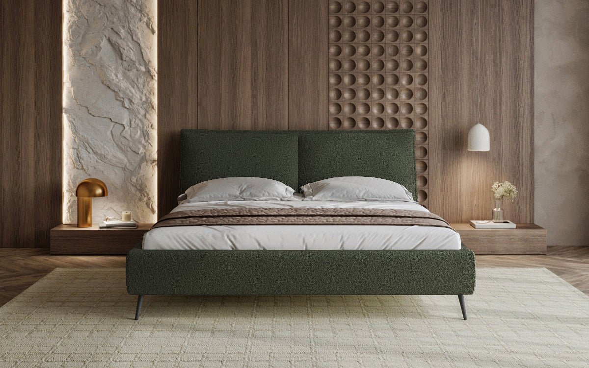 Zoe Bouclé Designer Polsterbett mit Stauraum und luxuriösem Samtbezug