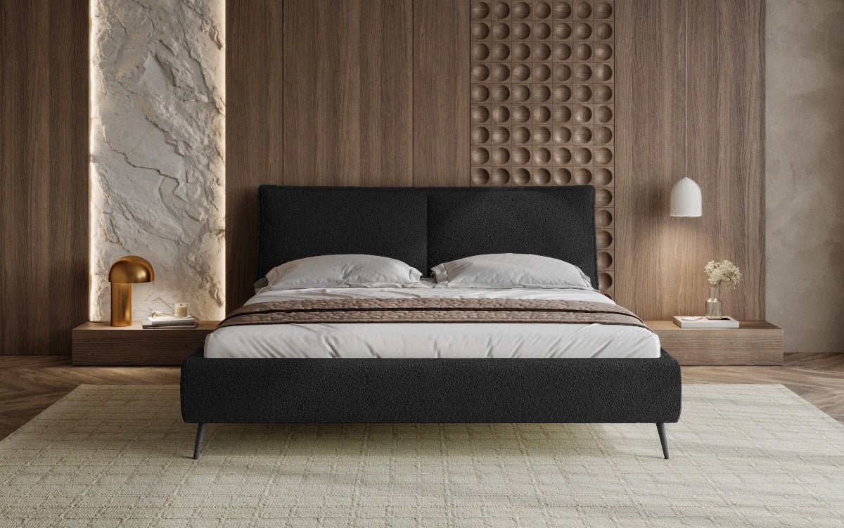Zoe Bouclé Designer Polsterbett mit Stauraum und luxuriösem Samtbezug