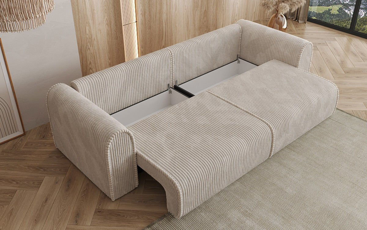 Big Buddy Designer 3-Sitzer Sofa: Gemütlichkeit, Schlaffunktion & Stauraum in Breitcord