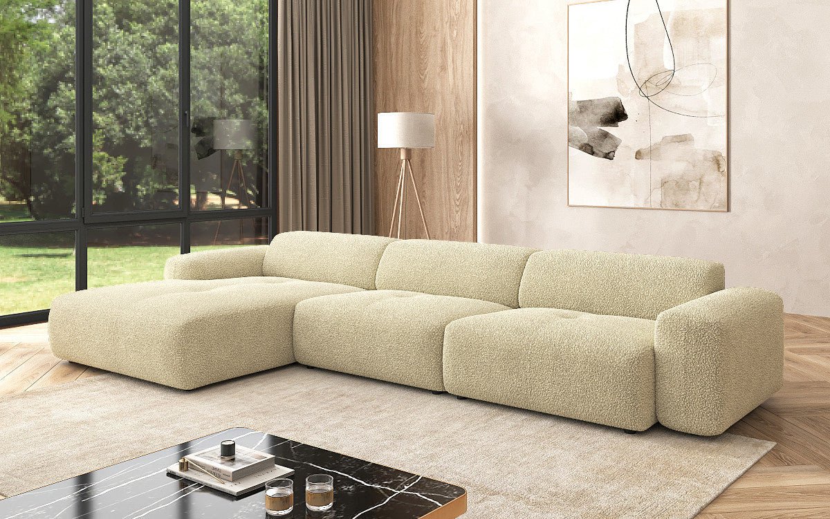 Exklusives Bouclé L-Sofa Calm Maxi: Modernes Designer Ecksofa mit Komfort