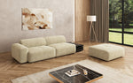 Lade das Bild in den Galerie-Viewer, Designer Sofa Calm 3-Sitzer: Modernes Bouclé-Sofa mit Hocker und Beistelltisch
