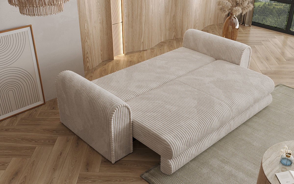Luxuriöses Cord-Schlafsofa Lil Buddy: 3-Sitzer mit Bettfunktion & Stauraum