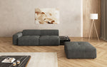 Lade das Bild in den Galerie-Viewer, Designer Sofa Calm 3-Sitzer: Modernes Bouclé-Sofa mit Hocker und Beistelltisch
