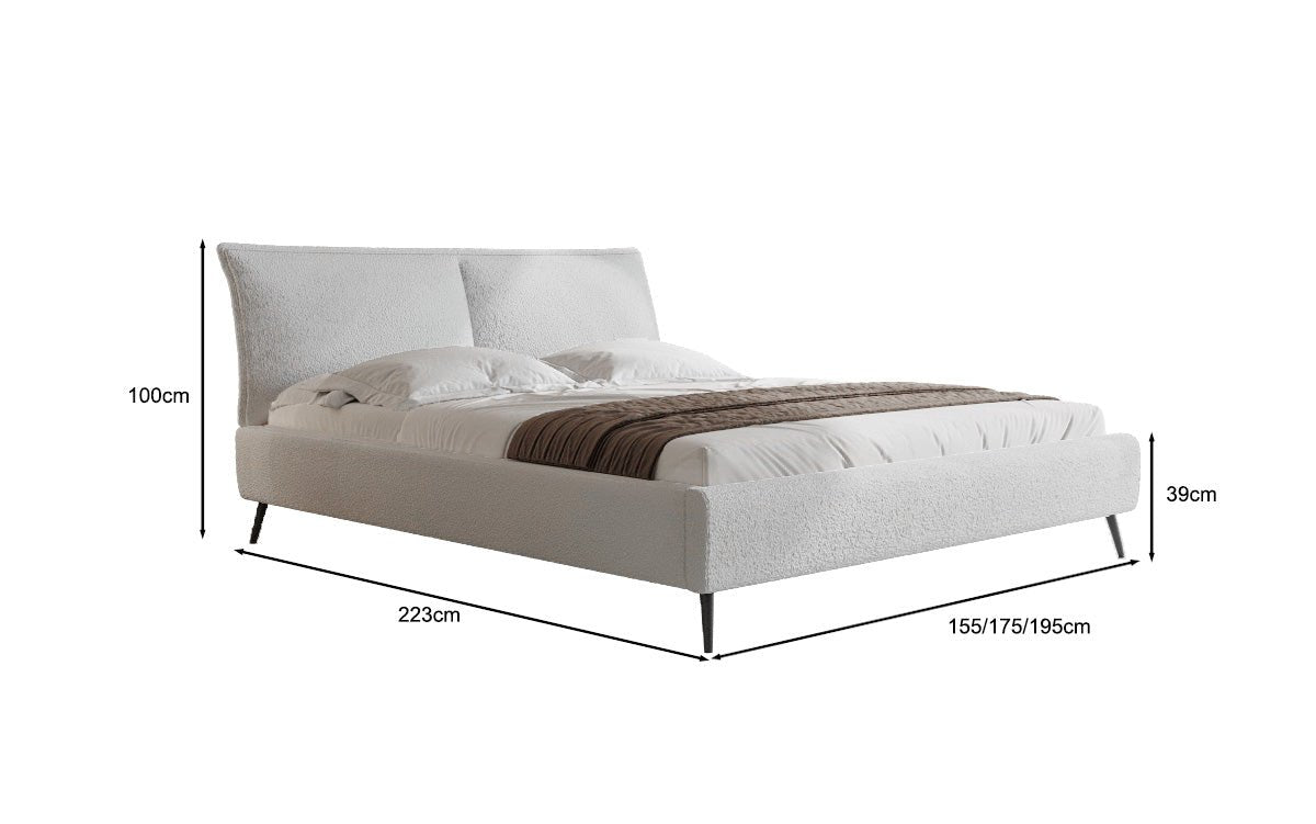 Zoe Bouclé Designer Polsterbett mit Stauraum und luxuriösem Samtbezug