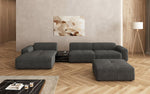 Lade das Bild in den Galerie-Viewer, Luxus Designer L-Sofa Calm Bouclé mit Hocker und Tisch Modernes Wohnzimmer
