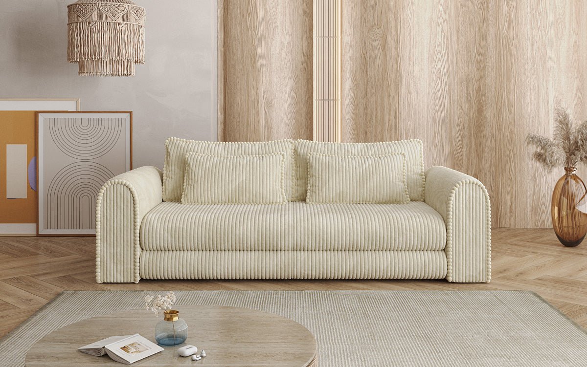 Luxuriöses Cord-Schlafsofa Lil Buddy: 3-Sitzer mit Bettfunktion & Stauraum