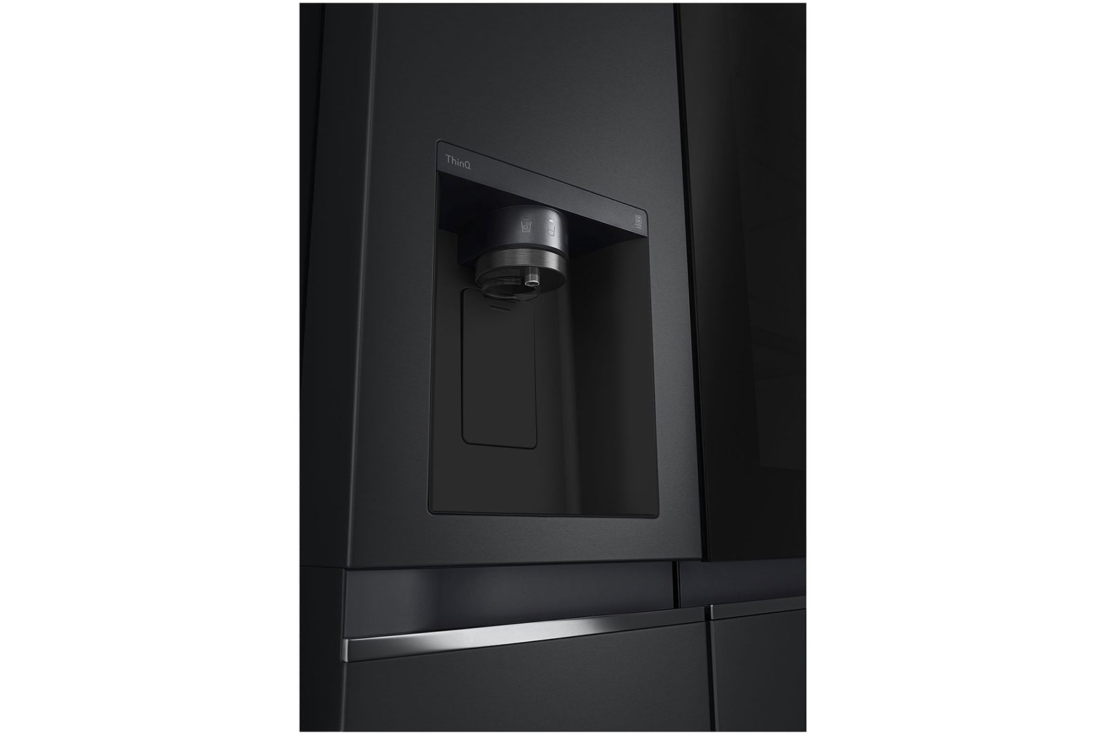 LG InstaView® Side-by-Side Kühlschrank: Klopfen-Anzeige, 635L, Eis- & Wasser-Spender, Matt Schwarz