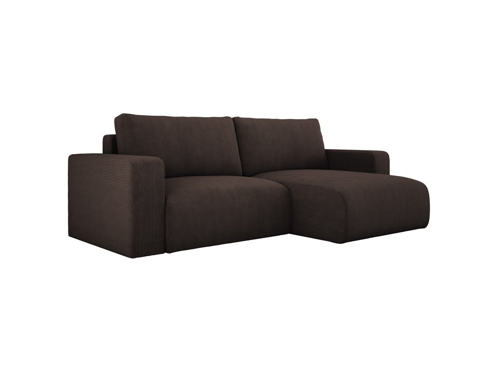 Modernes L-Form Cord Ecksofa Carl mit Schlaffunktion und integriertem Bettkasten