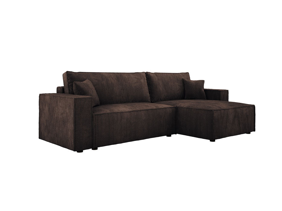Luxuriöses Velanova Cord Ecksofa mit Schlaffunktion und praktischem Stauraum