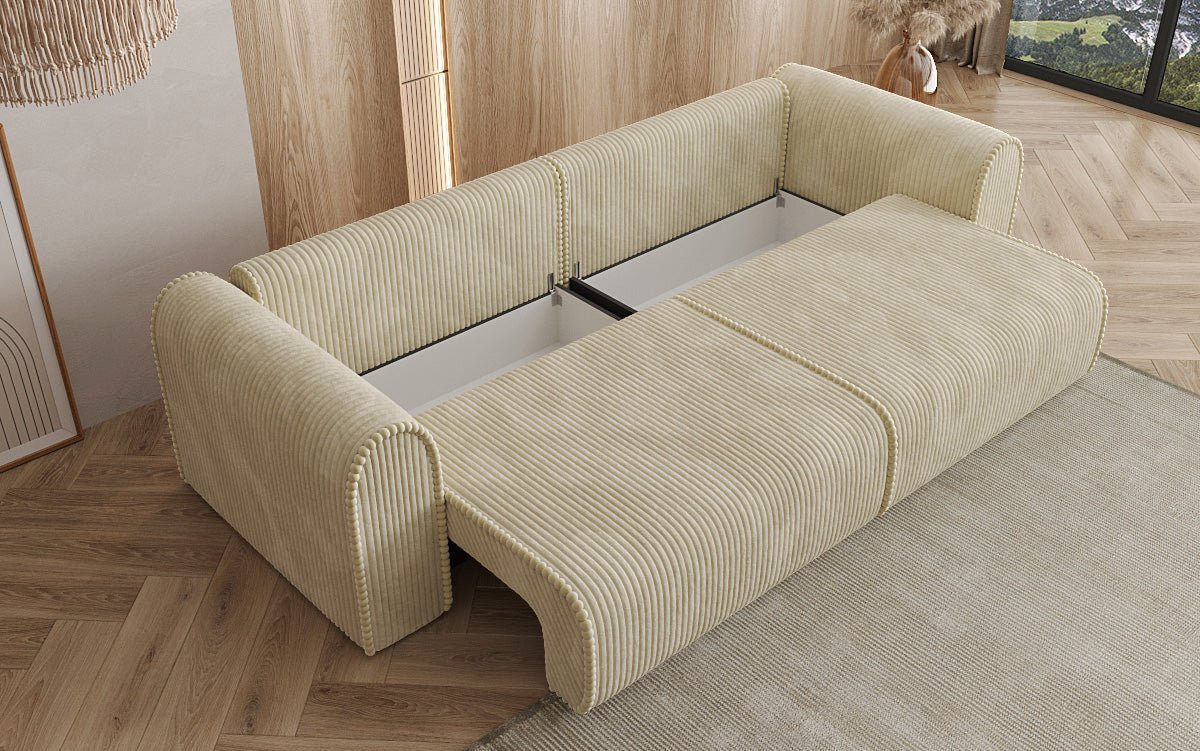 Big Buddy Designer 3-Sitzer Sofa: Gemütlichkeit, Schlaffunktion & Stauraum in Breitcord