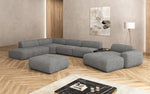Lade das Bild in den Galerie-Viewer, Luxuriöse Calm Bouclé Ecksofa Wohnlandschaft – Modulare Design Couch mit Hocker
