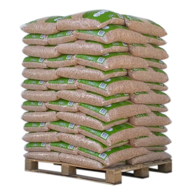 Premium DIN Holzpellets – 1 Palette mit 65 Säcken à 15 kg