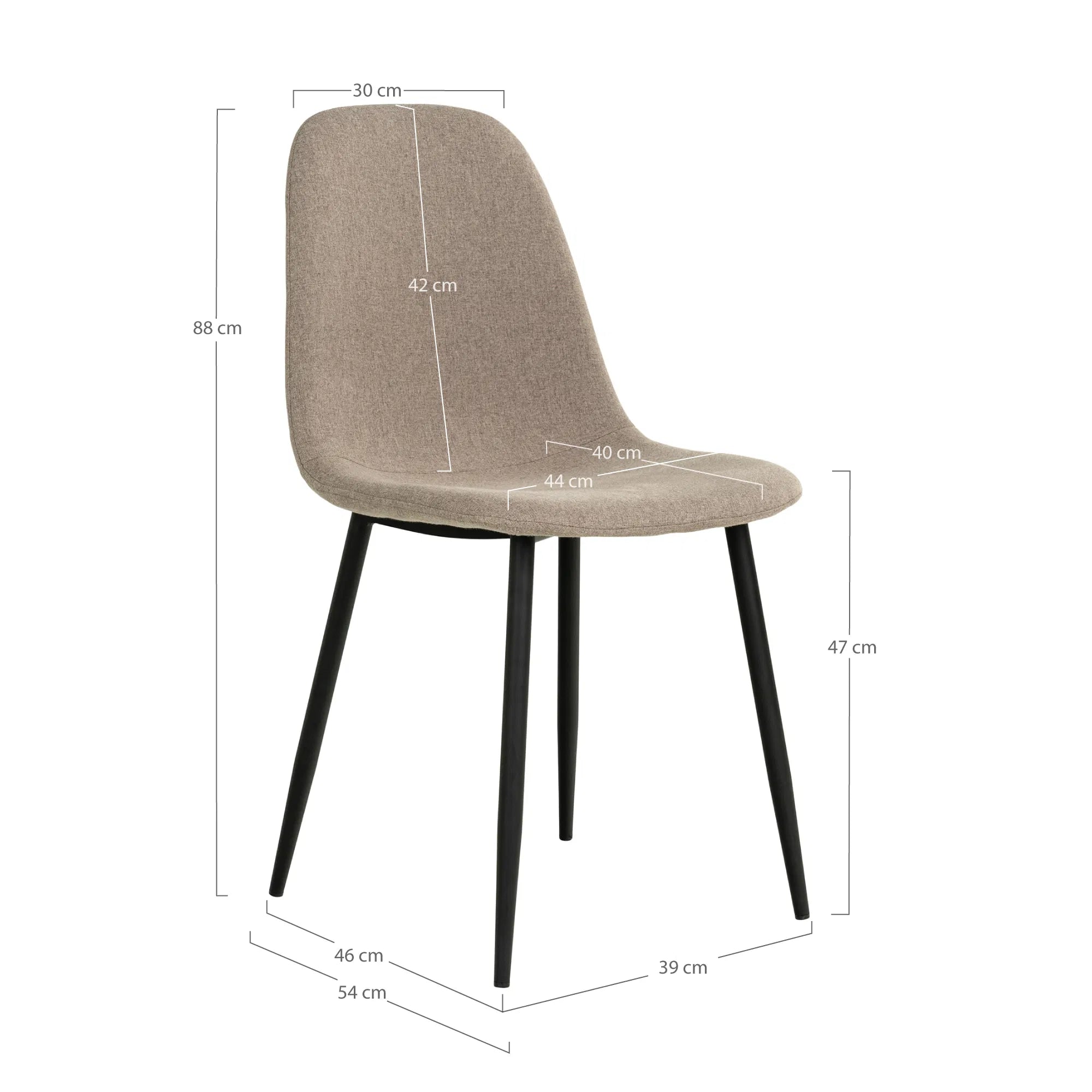 Designer Esszimmerstuhl Wien 2er Set – Komfortabler Stoffbezug Beige
