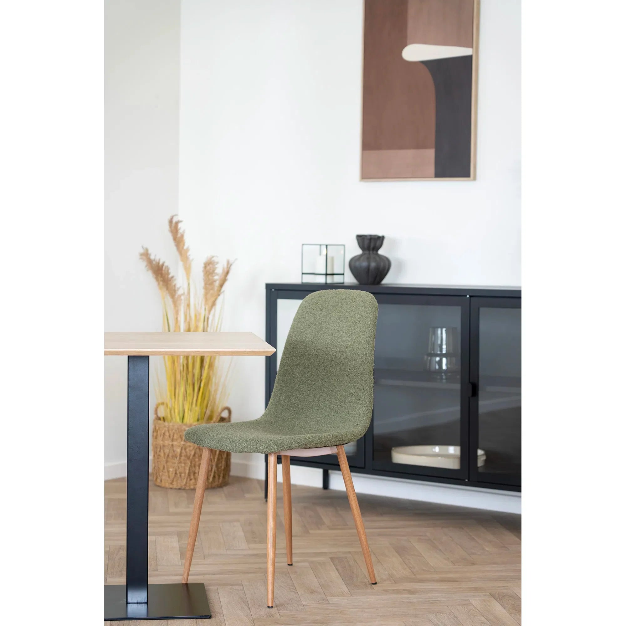 Luxuriöses 2er Set Designer Stühle Wien, Grüner Bouclé Stoff, Komfortabel, Modern