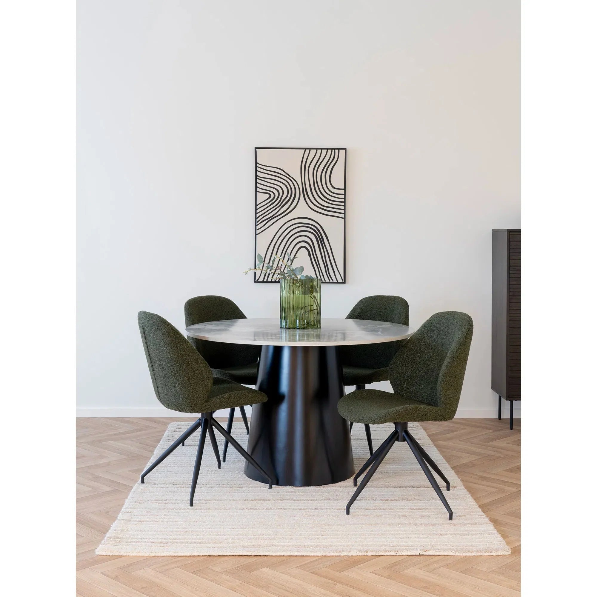 Lissabon Designer Bouclé Stuhl Set mit Drehfunktion – Stilvoller Komfort