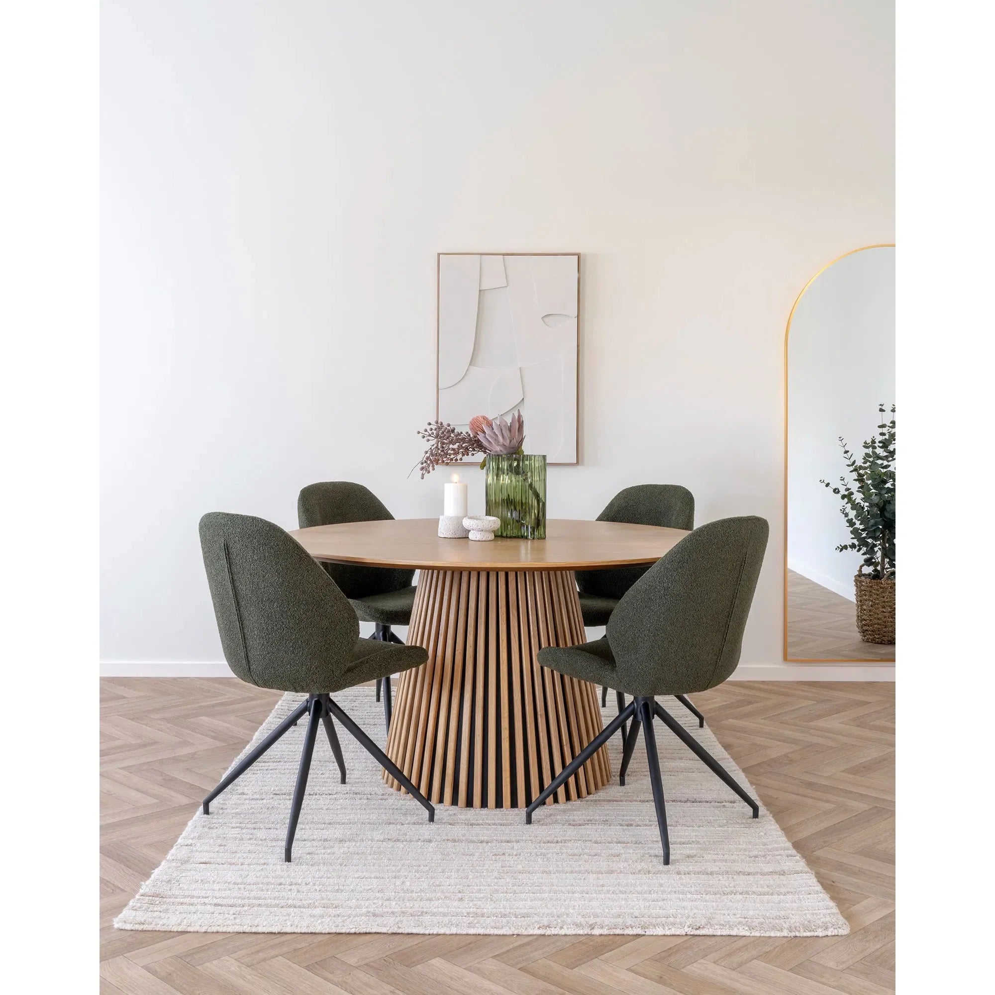 Lissabon Designer Bouclé Stuhl Set mit Drehfunktion – Stilvoller Komfort