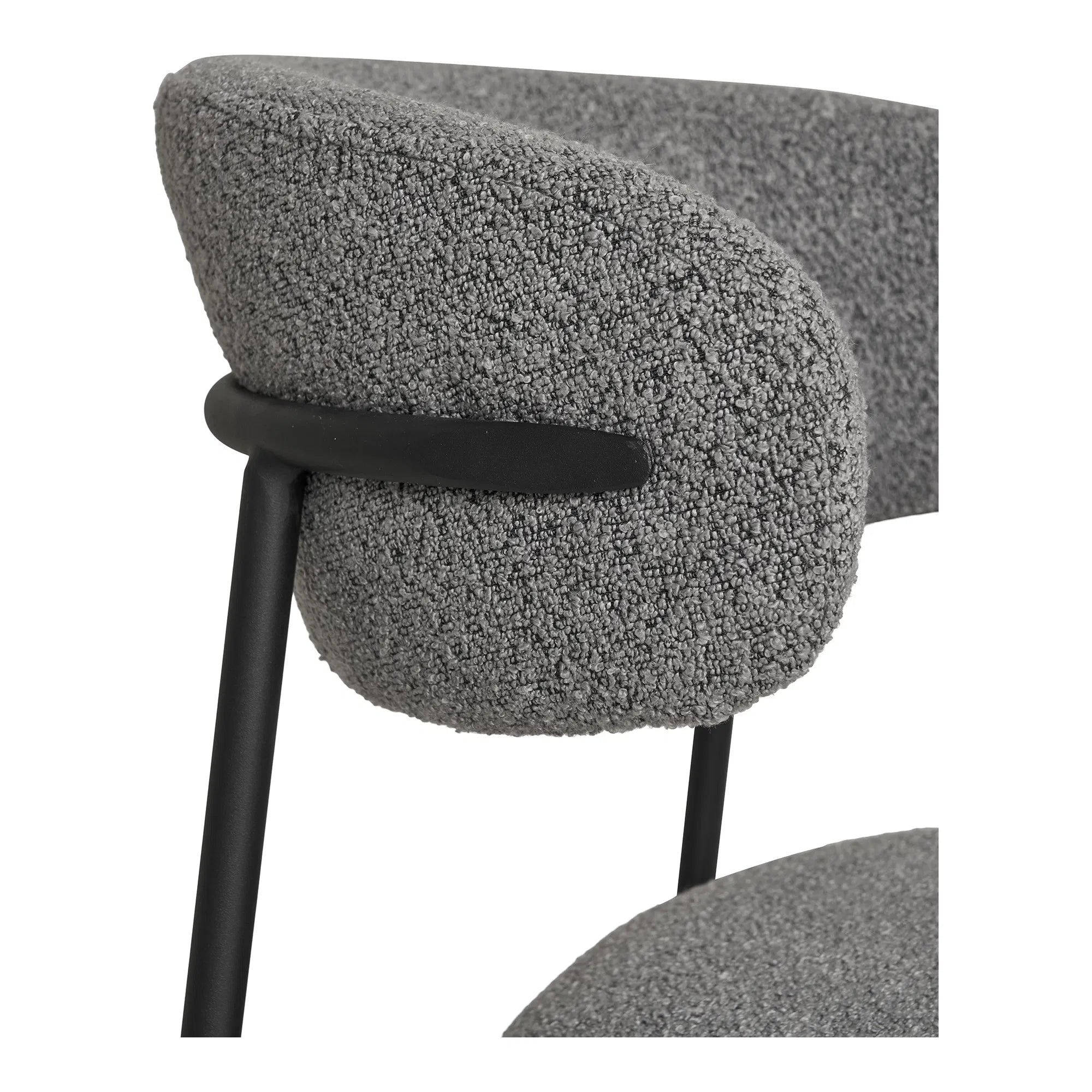 Elegantes 2er Set Designer Esszimmerstühle Lorezo Grau Bouclé Stoff Bequem Stilvoll