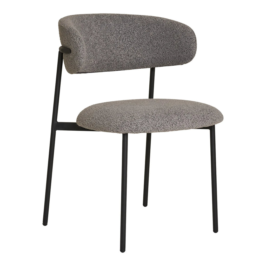 Elegantes 2er Set Designer Esszimmerstühle Lorezo Grau Bouclé Stoff Bequem Stilvoll