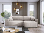 Lade das Bild in den Galerie-Viewer, Luxuriöses Velanova Cord Ecksofa mit Schlaffunktion und praktischem Stauraum
