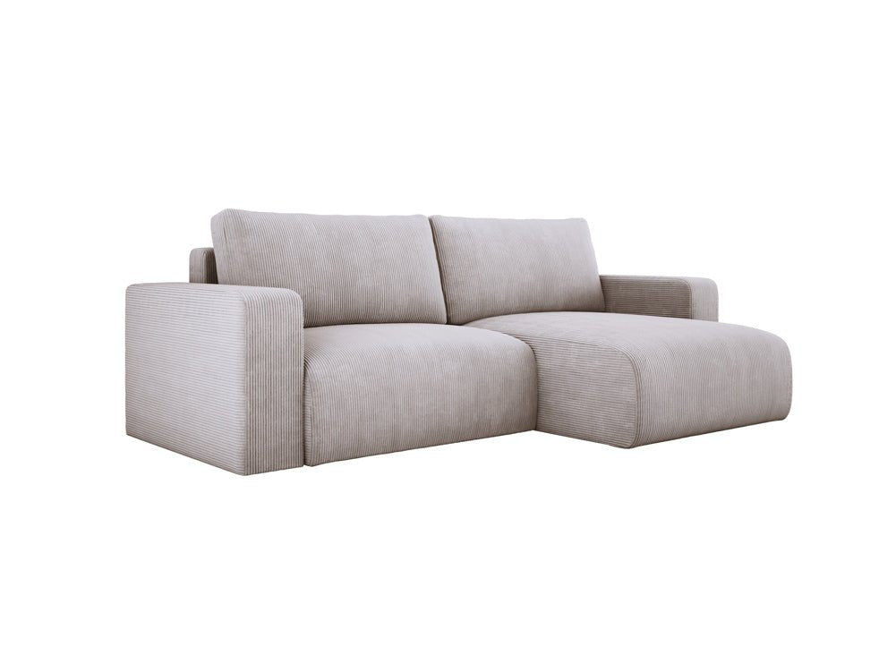 Modernes L-Form Cord Ecksofa Carl mit Schlaffunktion und integriertem Bettkasten