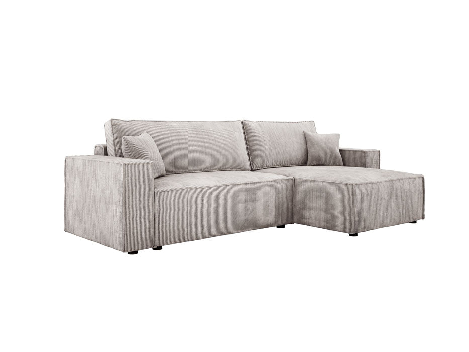 Luxuriöses Velanova Cord Ecksofa mit Schlaffunktion und praktischem Stauraum