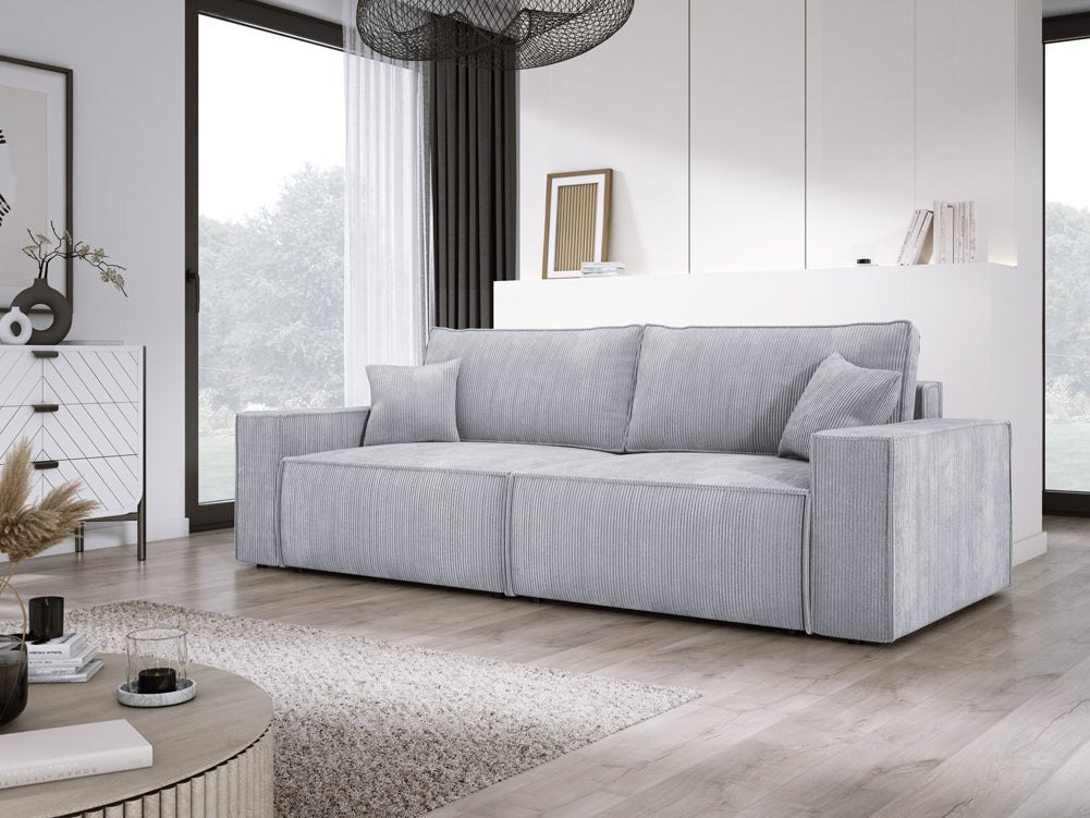 Designer Cord Sofa Velanova: Modernes Schlafsofa mit Klappfunktion für Ihr Wohnzimmer