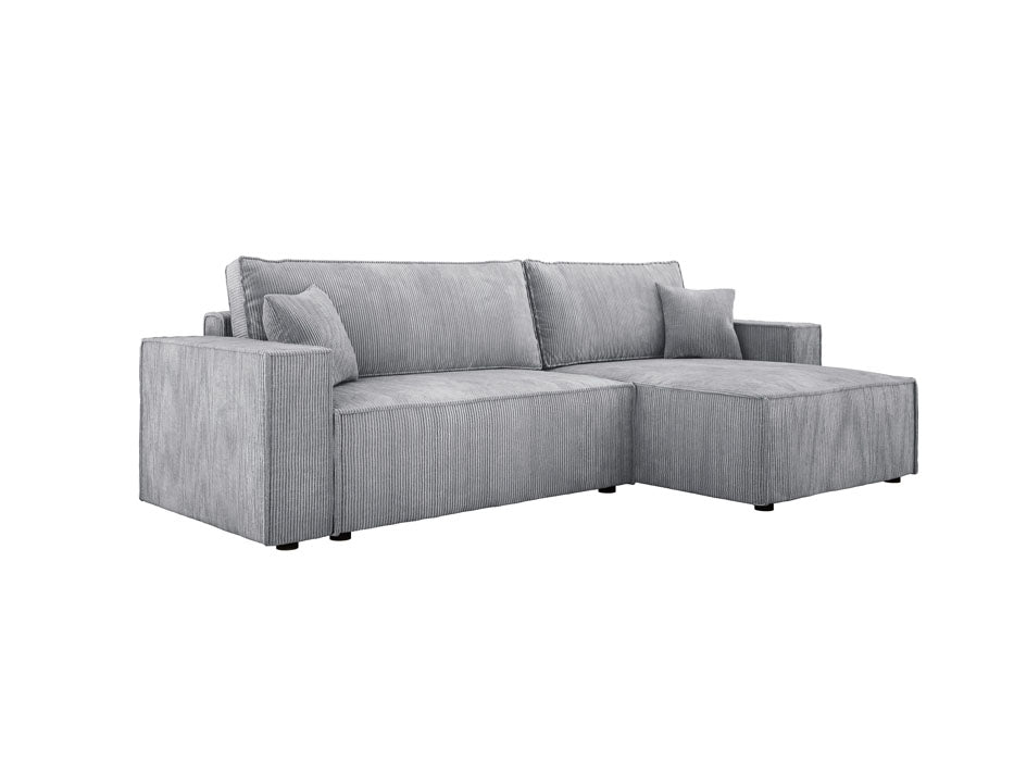 Luxuriöses Velanova Cord Ecksofa mit Schlaffunktion und praktischem Stauraum