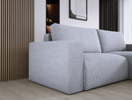Lade das Bild in den Galerie-Viewer, Modernes L-Form Cord Ecksofa Carl mit Schlaffunktion und integriertem Bettkasten
