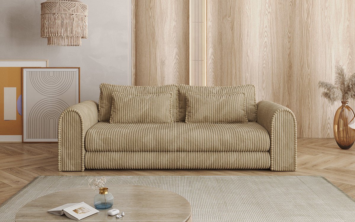 Luxuriöses Cord-Schlafsofa Lil Buddy: 3-Sitzer mit Bettfunktion & Stauraum