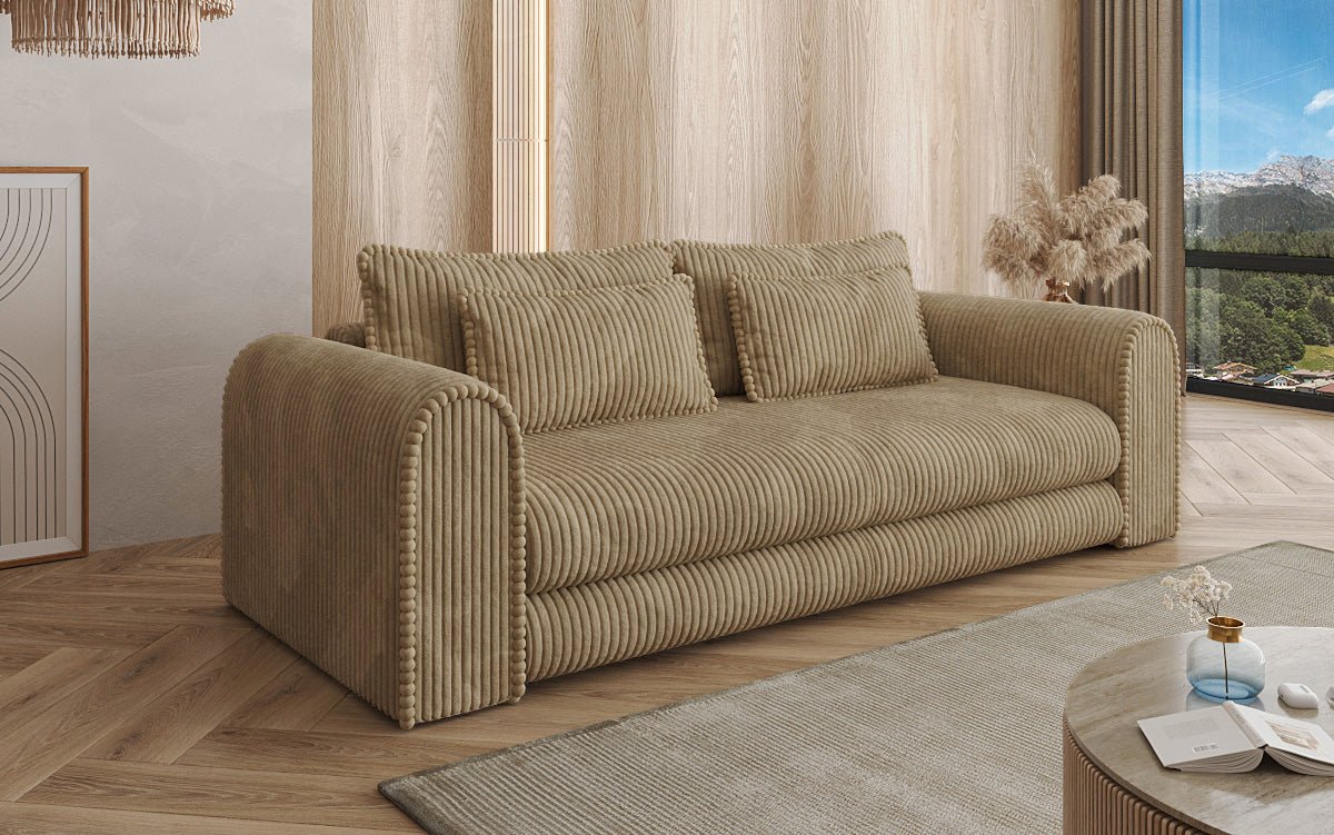 Luxuriöses Cord-Schlafsofa Lil Buddy: 3-Sitzer mit Bettfunktion & Stauraum
