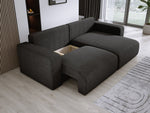 Lade das Bild in den Galerie-Viewer, Modernes L-Form Cord Ecksofa Carl mit Schlaffunktion und integriertem Bettkasten
