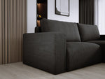 Lade das Bild in den Galerie-Viewer, Modernes L-Form Cord Ecksofa Carl mit Schlaffunktion und integriertem Bettkasten
