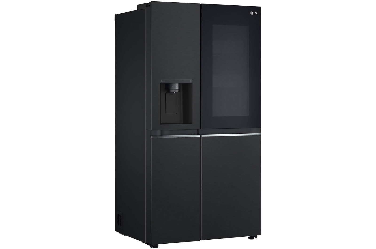 LG InstaView® Side-by-Side Kühlschrank: Klopfen-Anzeige, 635L, Eis- & Wasser-Spender, Matt Schwarz
