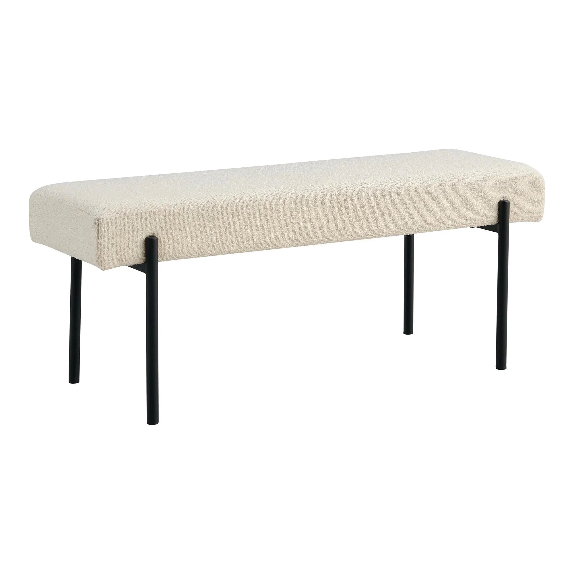 Elegante Lenny Bouclé Sitzbank mit robusten Metallbeinen für stilvolle Wohnräume