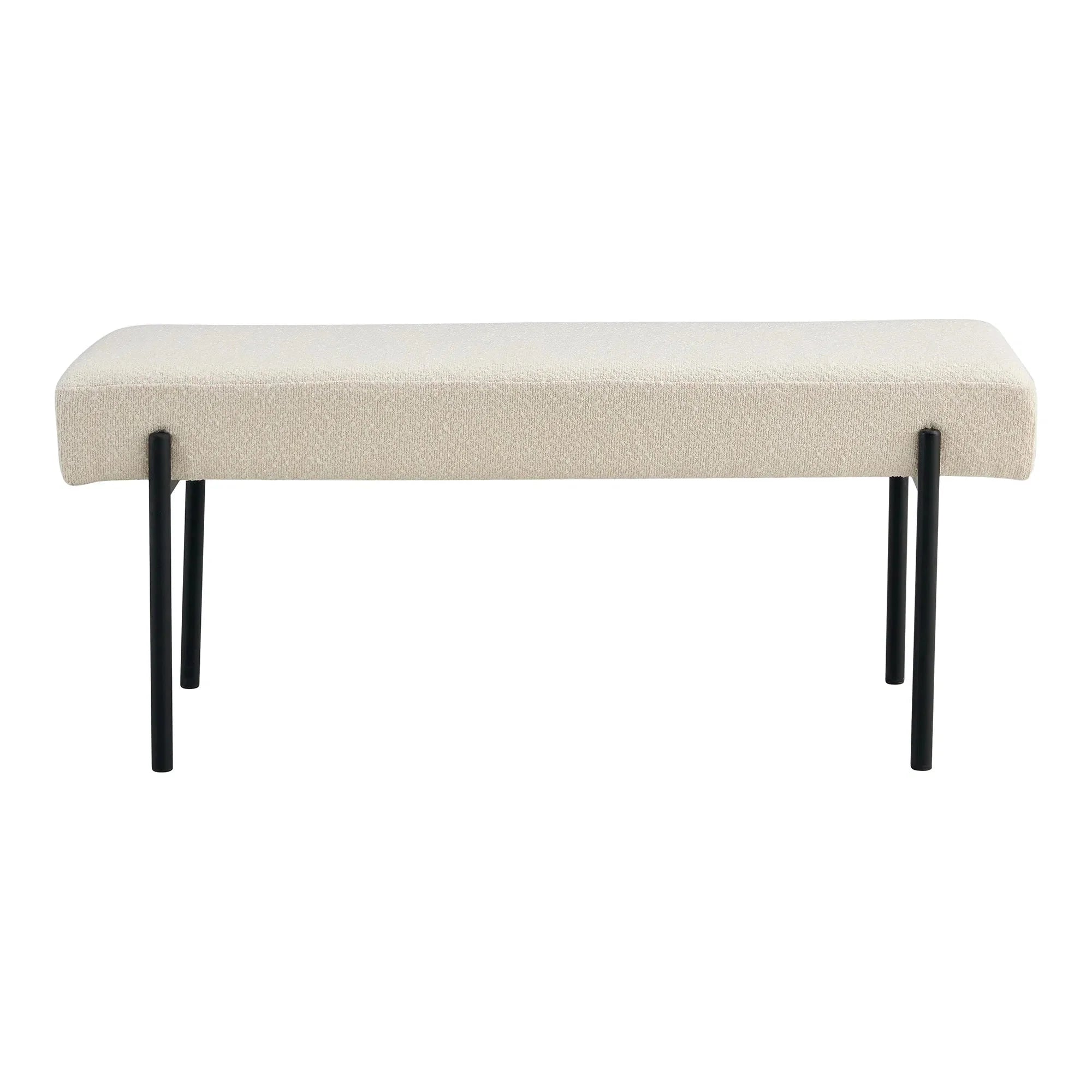 Elegante Lenny Bouclé Sitzbank mit robusten Metallbeinen für stilvolle Wohnräume