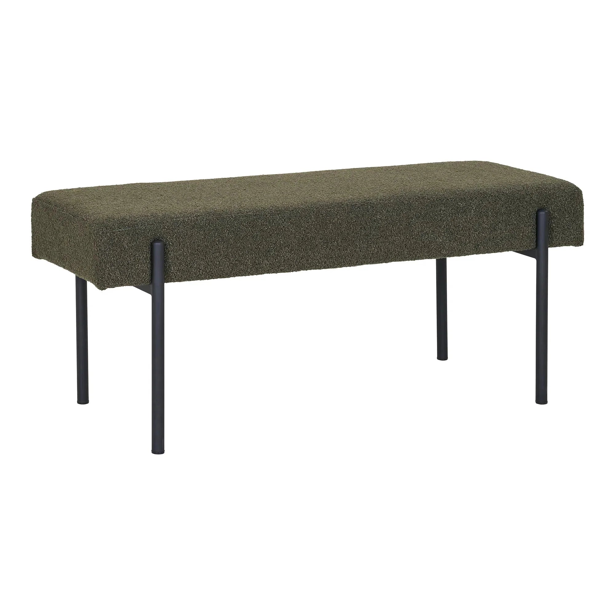 Elegante Lenny Bouclé Sitzbank mit robusten Metallbeinen für stilvolle Wohnräume