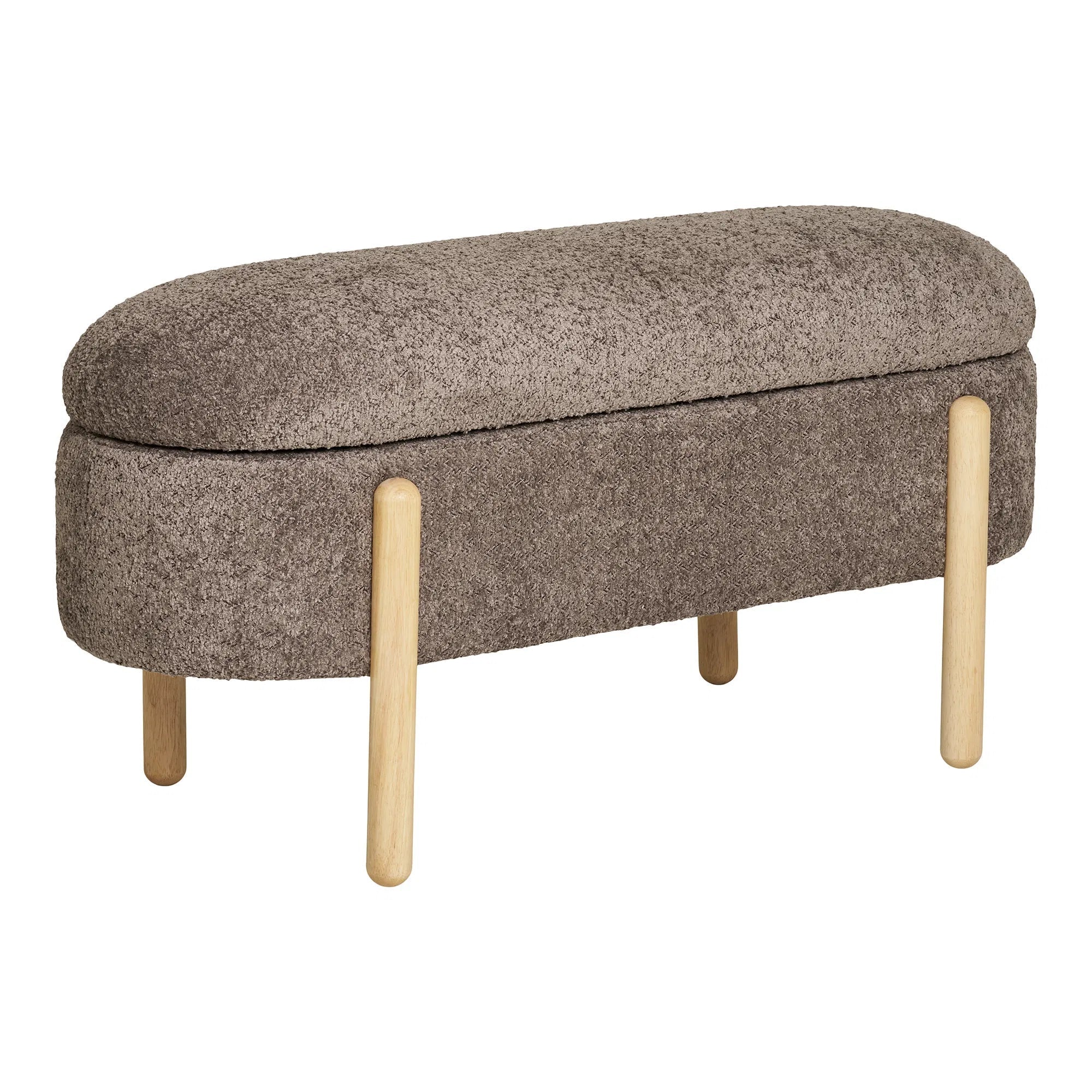 Eleganter Bianca Bouclé Beistellhocker Braun mit Praktischem Stauraum