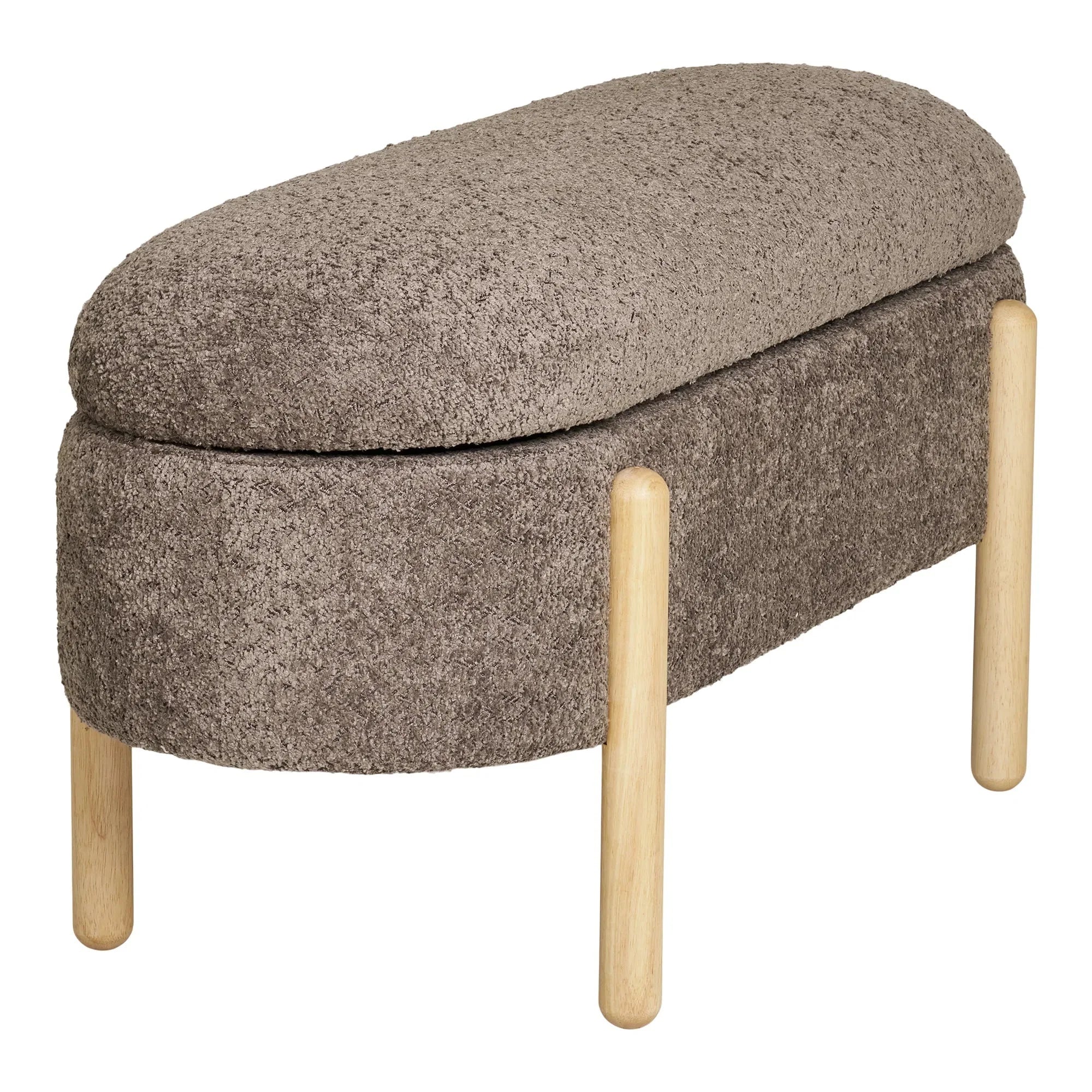 Eleganter Bianca Bouclé Beistellhocker Braun mit Praktischem Stauraum